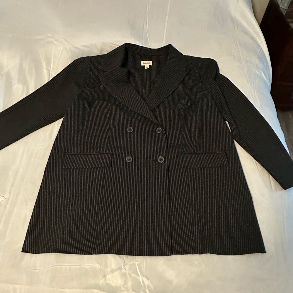 Classic Black Pinstripe Women's Blazer